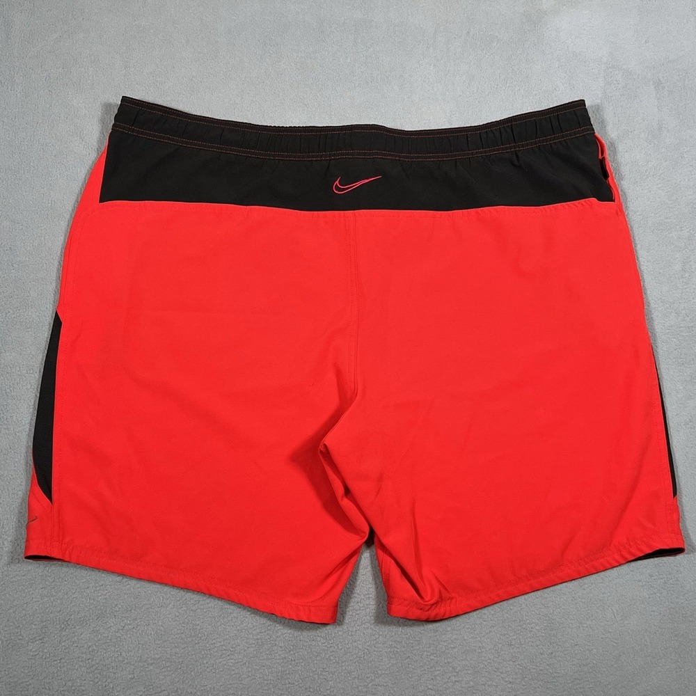 Vintage Nike Swim Shorts Mens 2XL‎ Red Black Trunks Pockets Swoosh Athletic Y2K